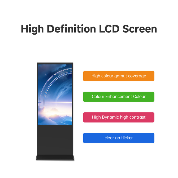 89 Visual Angle Floor Standing Digital Signage 1920 X 1080 Resolution 65''