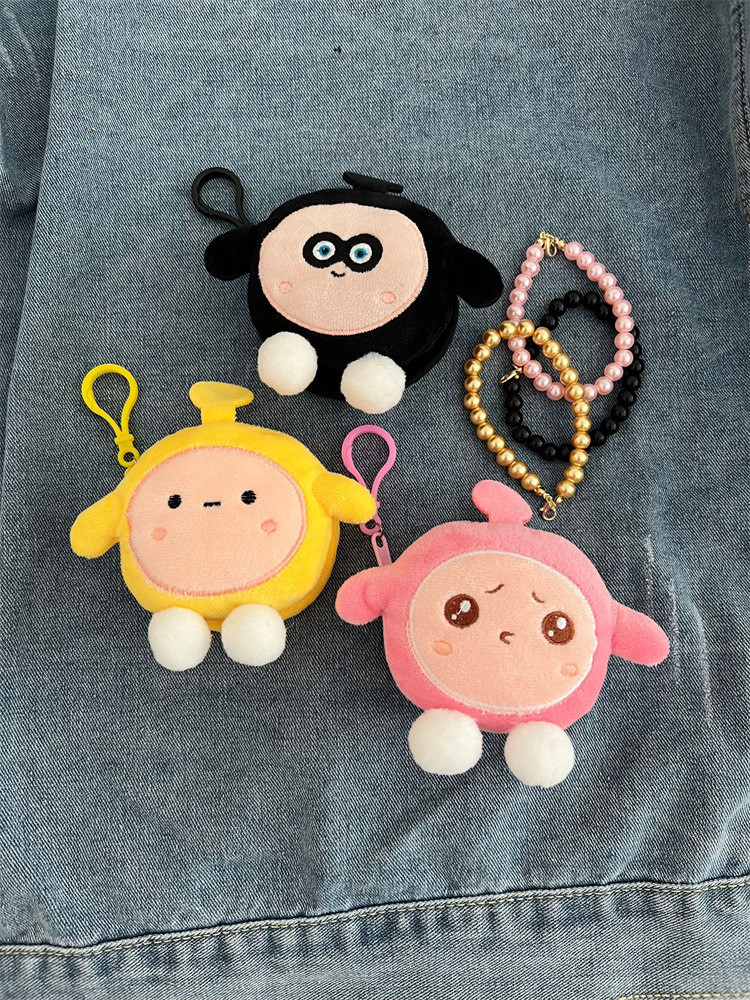 EGG PARTY ROUND PLUSH COIN PURSE SCHOOLBAG PENDANT EARPHONE STORAGE BAG COIN POUCH