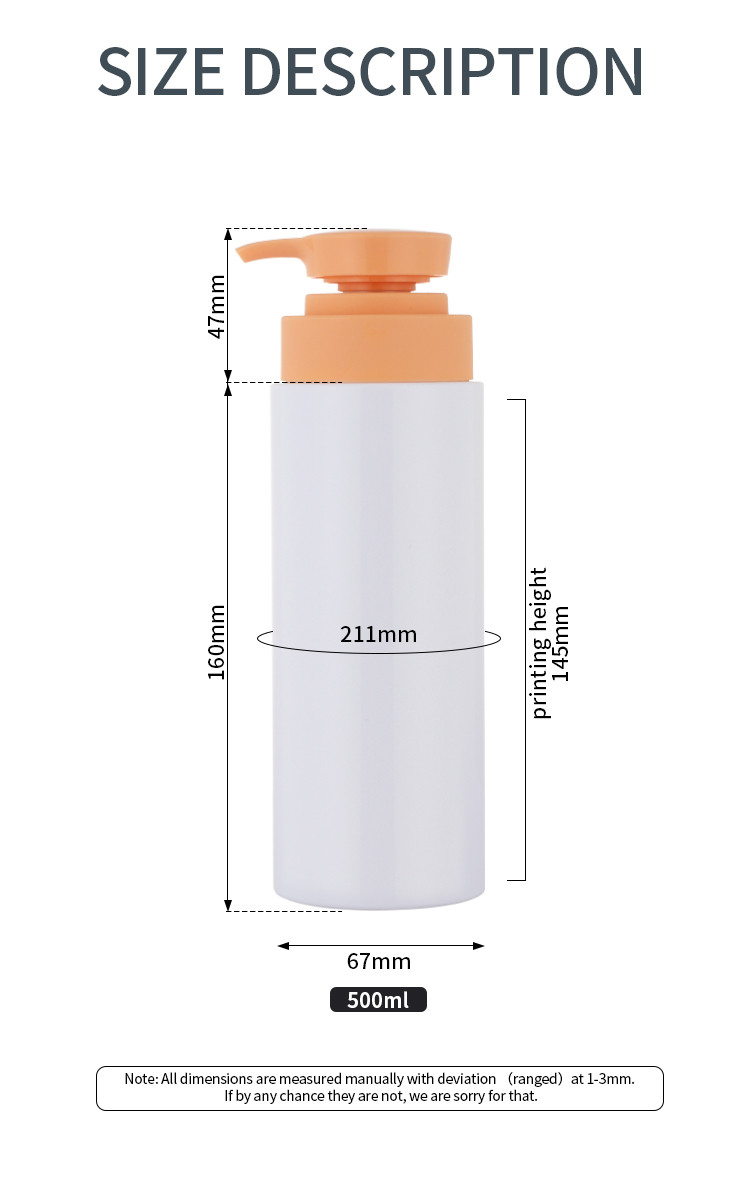 500ml Cosmetic Lotion Bottle PET Plastics White Jelly Matte Custom Private Label
