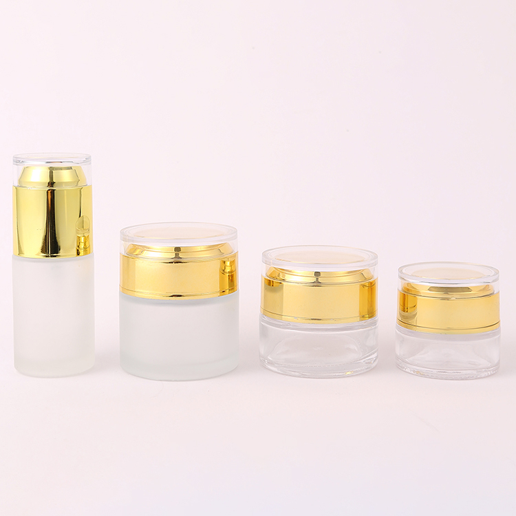 Logo/Graphic Design Label Clear Frosted Cream Jar Sealed Glass Jar for Cosmetics Sample 15g 30g 50g
