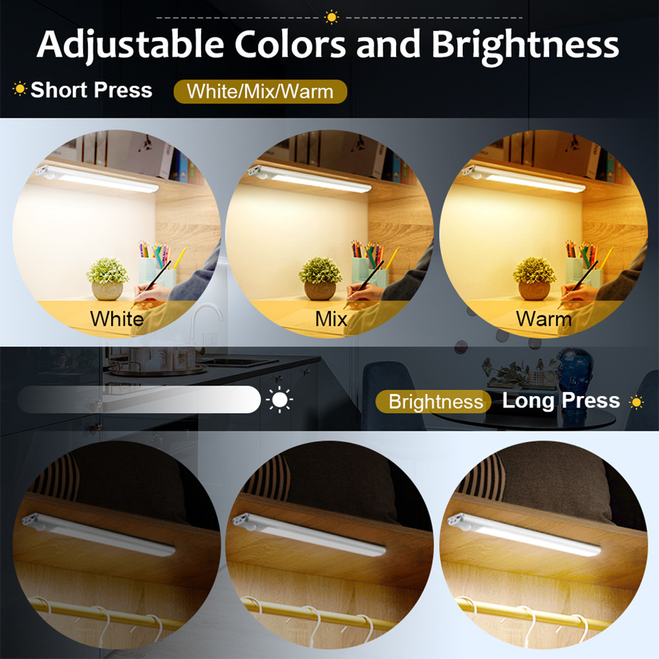 30CM 120LED 2.5W USB Rechargeable Motion Sensor Light For Closet