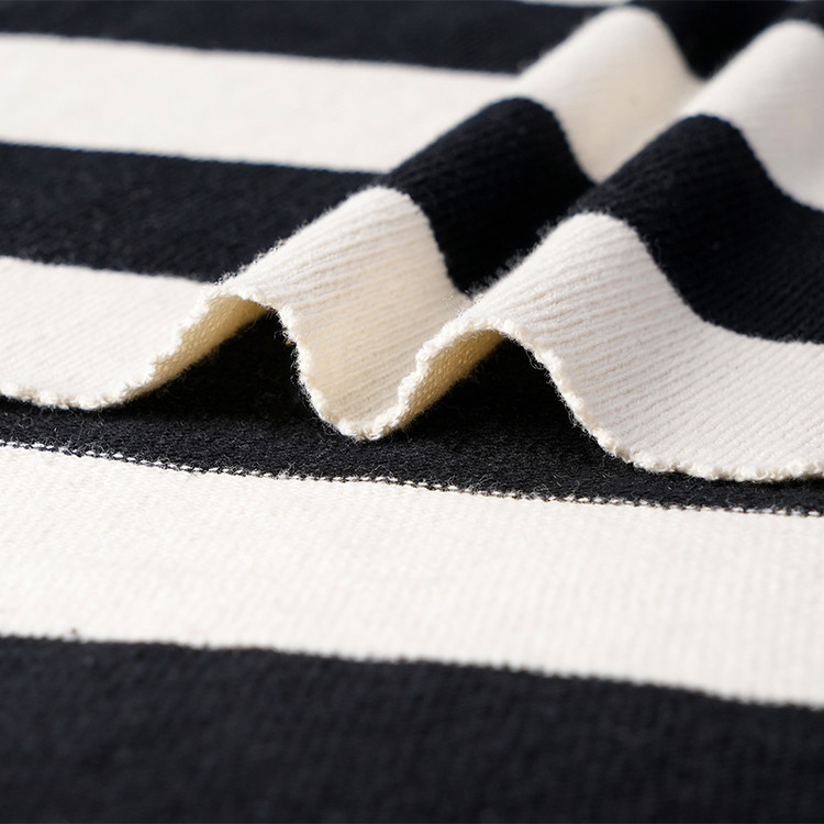 Tight Weave Striped Material Fabric Yarn Dyed Cotton French Terry Texture