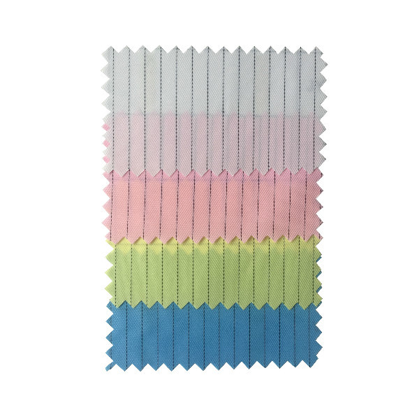 5mm Stripe 99% Polyester 1% Carbon ESD Fabric For Class 10000 Cleanroom
