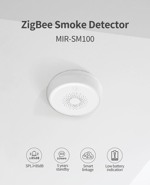 100m Range Wireless Tuya Smoke Alarm 2.6V Low Battery Audible Alarm