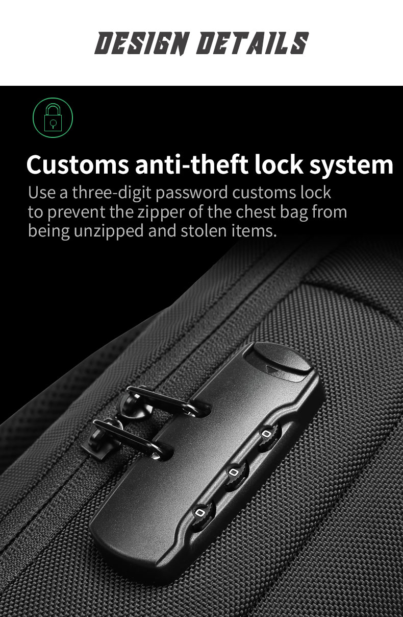 Wholesale waterproof anti theft designer crossbody bag custom logo USB sling bags for men single shoulder chest bag