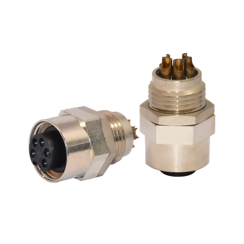 7/8 A Code Solder Female IP67 Panel Mount Connector 5 Pin For Industry