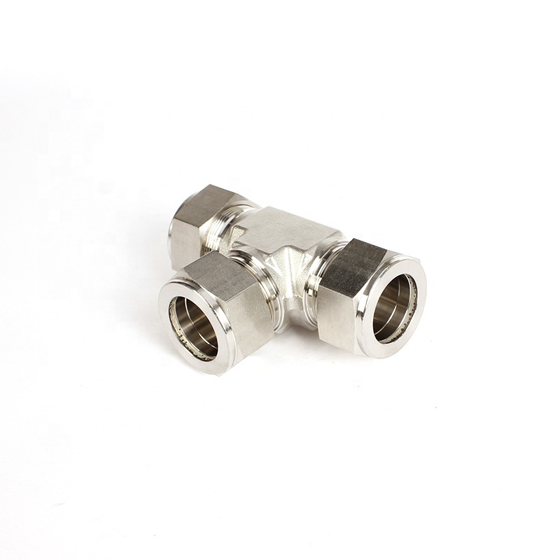 Forged SS304/SS316 Stainless Steel Twin Ferrules Inch Tube Fittings 1/16 to 2" 3-Way Union Tee Pipe Fittings Fully Stocked