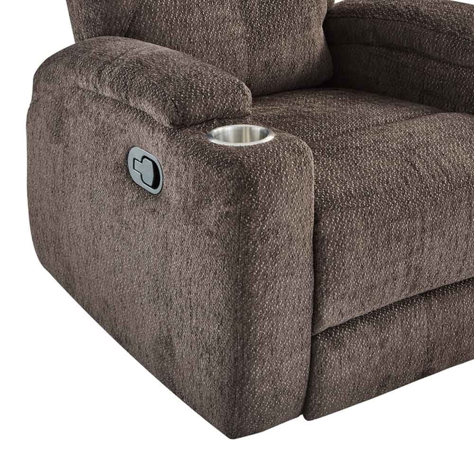 Recliner Chair with Stainless Steel Cup Holders, Dark Brown Fabric