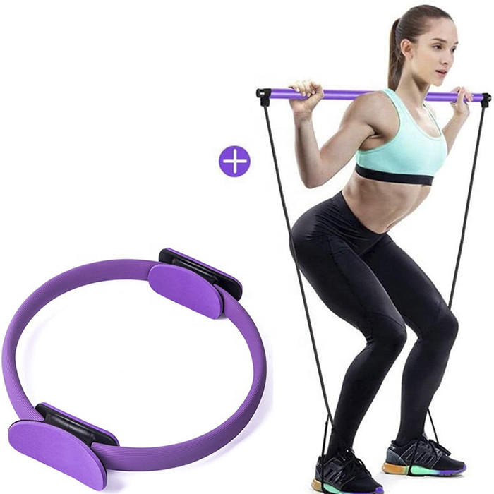 94cm Purple Pink Pilates Yoga Ring With Hip Muscle Trainer Pilates Bar
