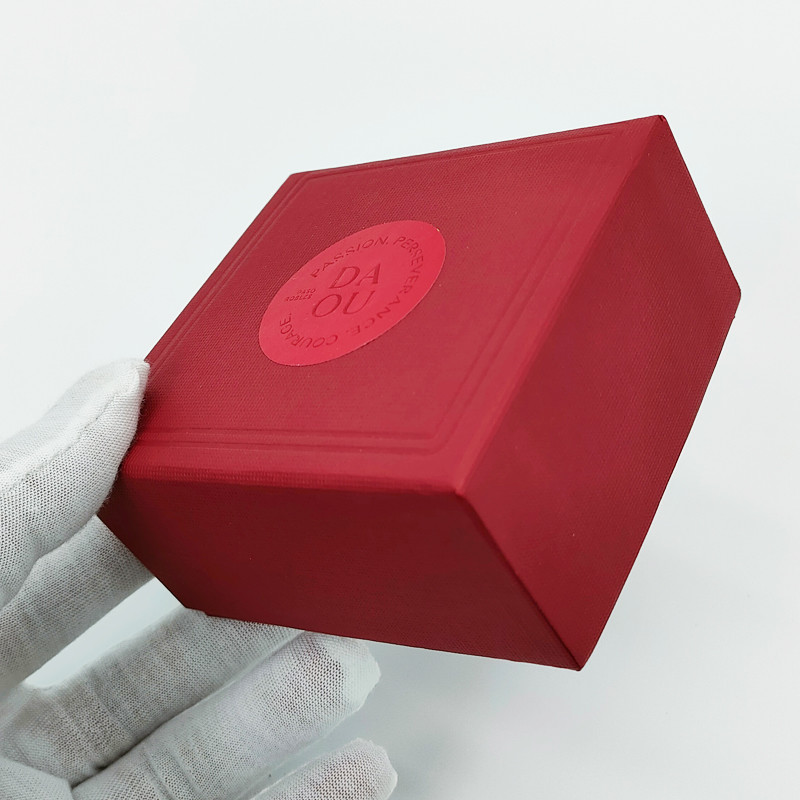 Single Personalised Red Velvet Jewellery Ring Box With Texture Surface Cardboard