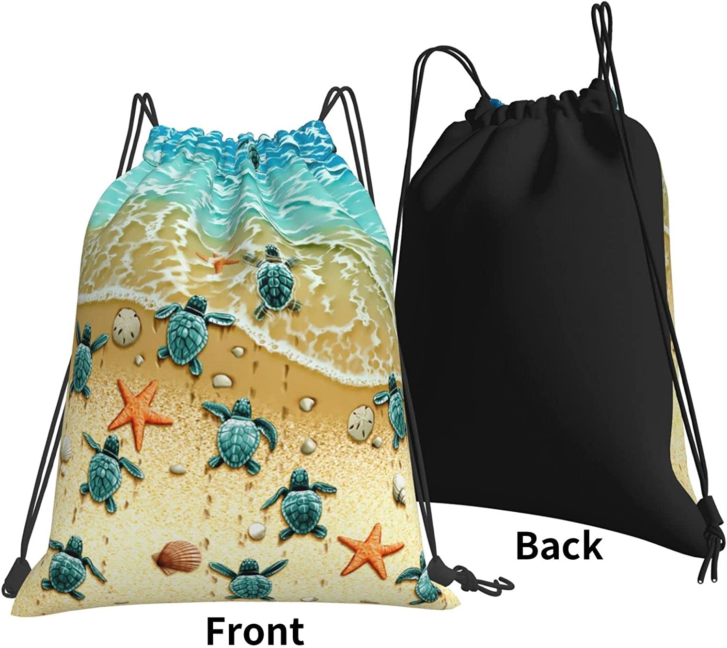 Sea Turtle Drawstring Backpack Waterproof Adjustable Lightweight Gym Drawstring Bag Sports Dance Sackpack