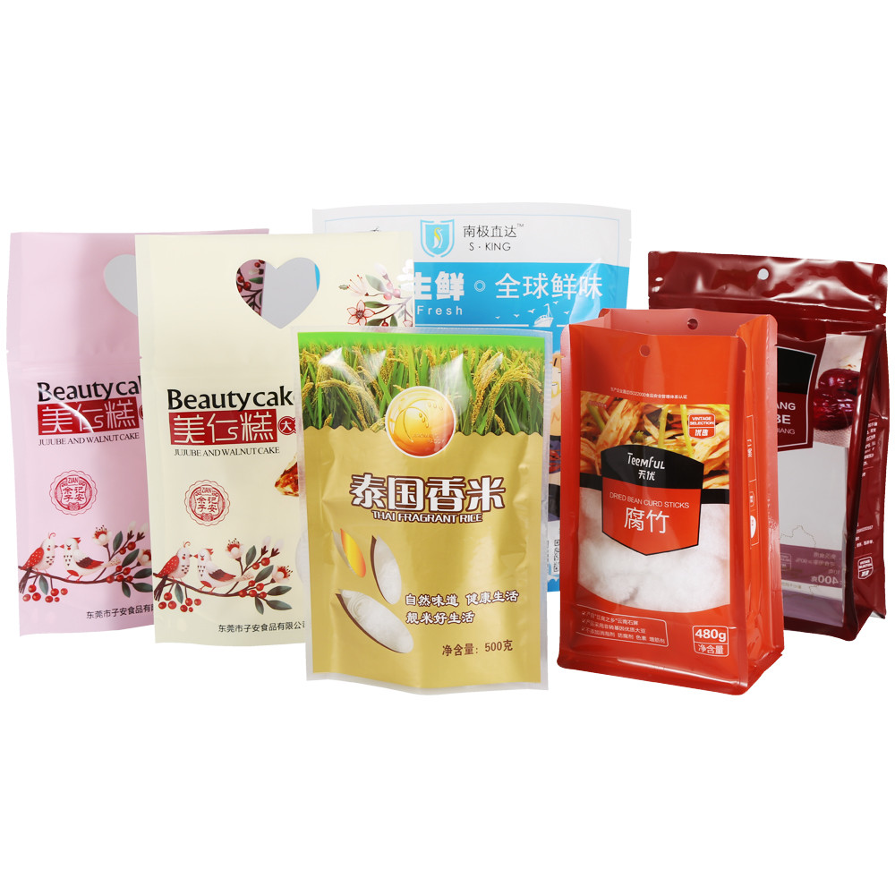 Plastic Stand-Up Pouch Food Packaging Bag For Self-Sealing Biodegradable Paper Bag