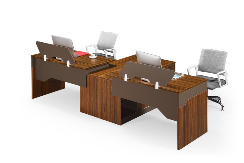 Wooden Legs Office Workstation Table , Mobile Cabinet Workstation Panel Wood Style