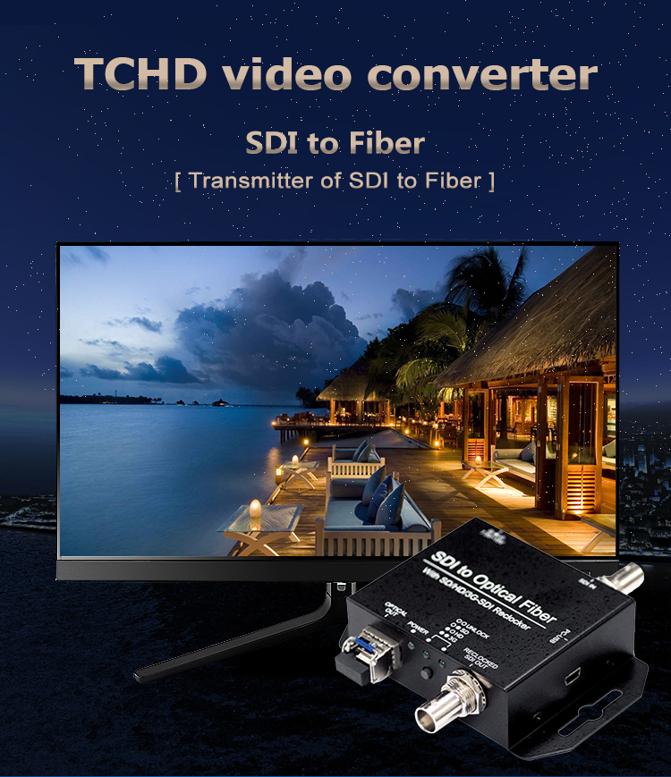 Black Telecommunication 3G-SDI to Optical Fiber Video Converter Transmitter for Video