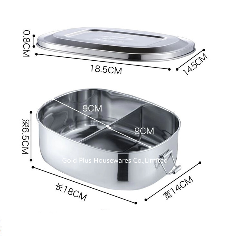 1120ml Two compartments custom Lunch box for site workers U shape sustainable bento box