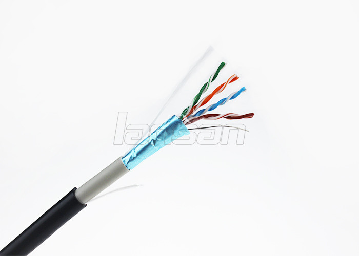 PVC + PE Jacket CAT5E FTP Cable , Waterproof 24AWG 2 Pair Shielded Cable