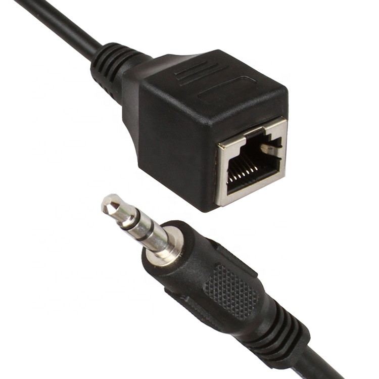 3.5mm Stereo Audio Jack to RJ45 Female Socket Ethernet Extender Cable