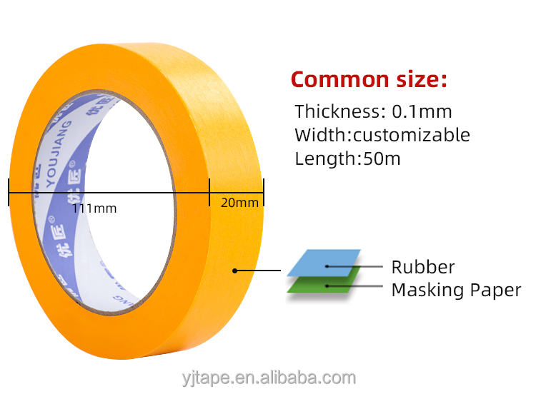 Automotive Painting Shield Protection Washi Masking Paper Tape with Custom Thickness