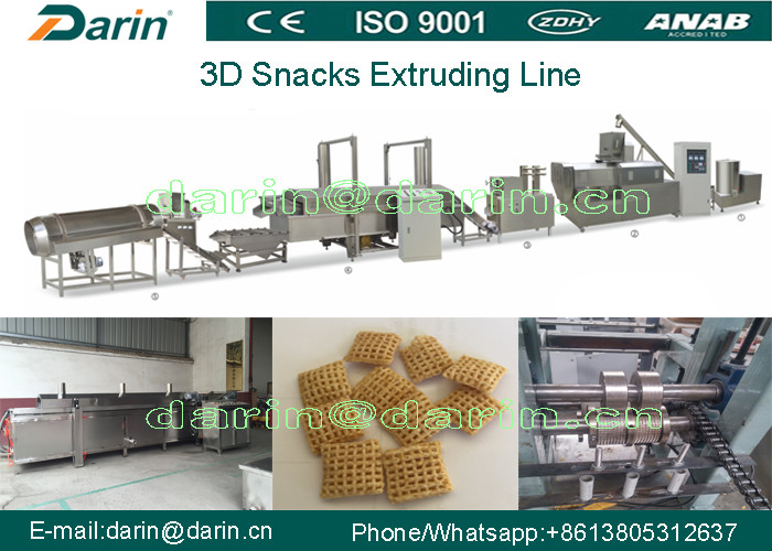 CE ISO9001 Approved 3D 2D Extruded frying snack food processing line