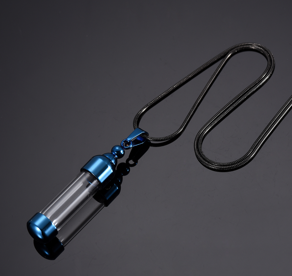 Stainless Steel Glass Container Cylinder Tube Urn Pendant Memorial Necklace Ashes Holder Keepsake Cremation Jewelry
