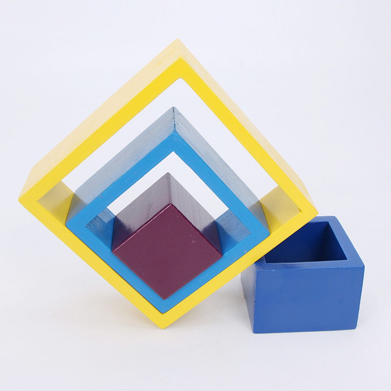Brown 18cm Rainbow Wooden Building Blocks Toy Creative Educational