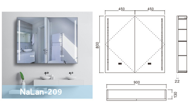 New Style Bathroom Mirror 800mm Aluminum Alloy Frame