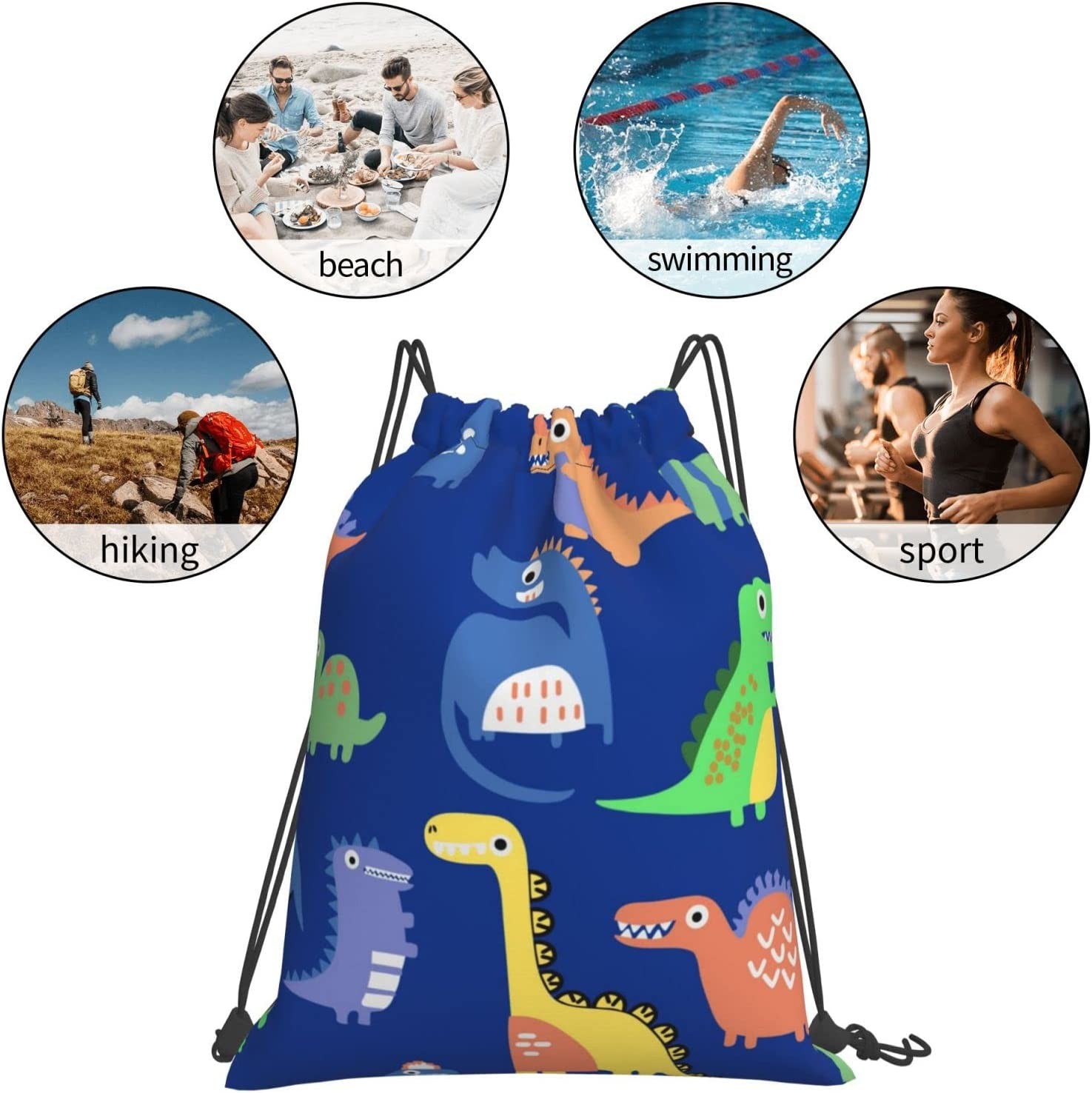 Drawstring Backpack Drawstring Bags for Kids Girls Boys Teens Gym Dance String Bags Bulk Waterproof Dinosaurs