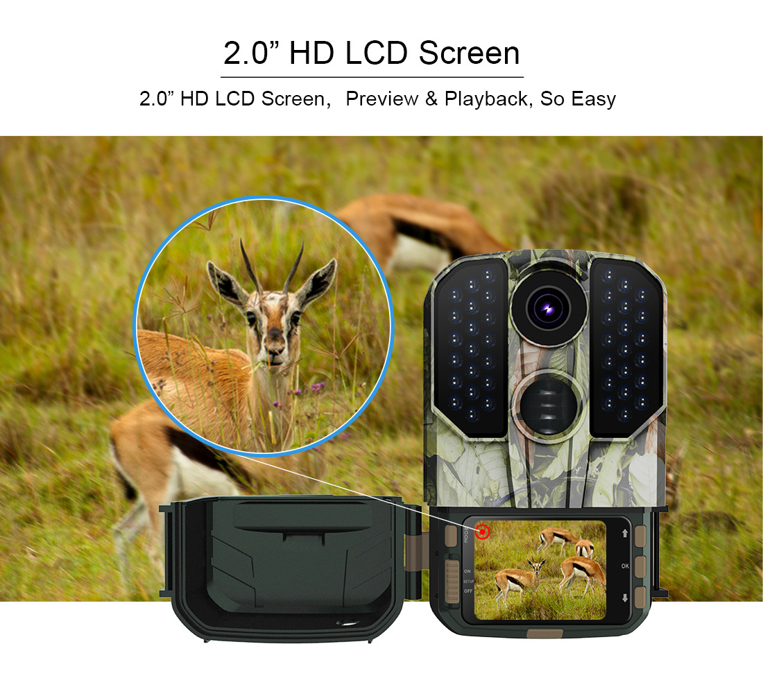 Ip65 Night Vision Trail Camera 0.4S Triggering Time Waterproof Wildlife Outdoor