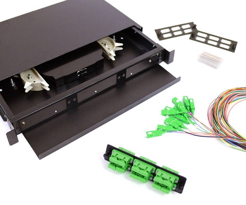 12 - 24 Core SC / FC / ST / LC Rack Mount Splicing ODF Panel For FTTH
