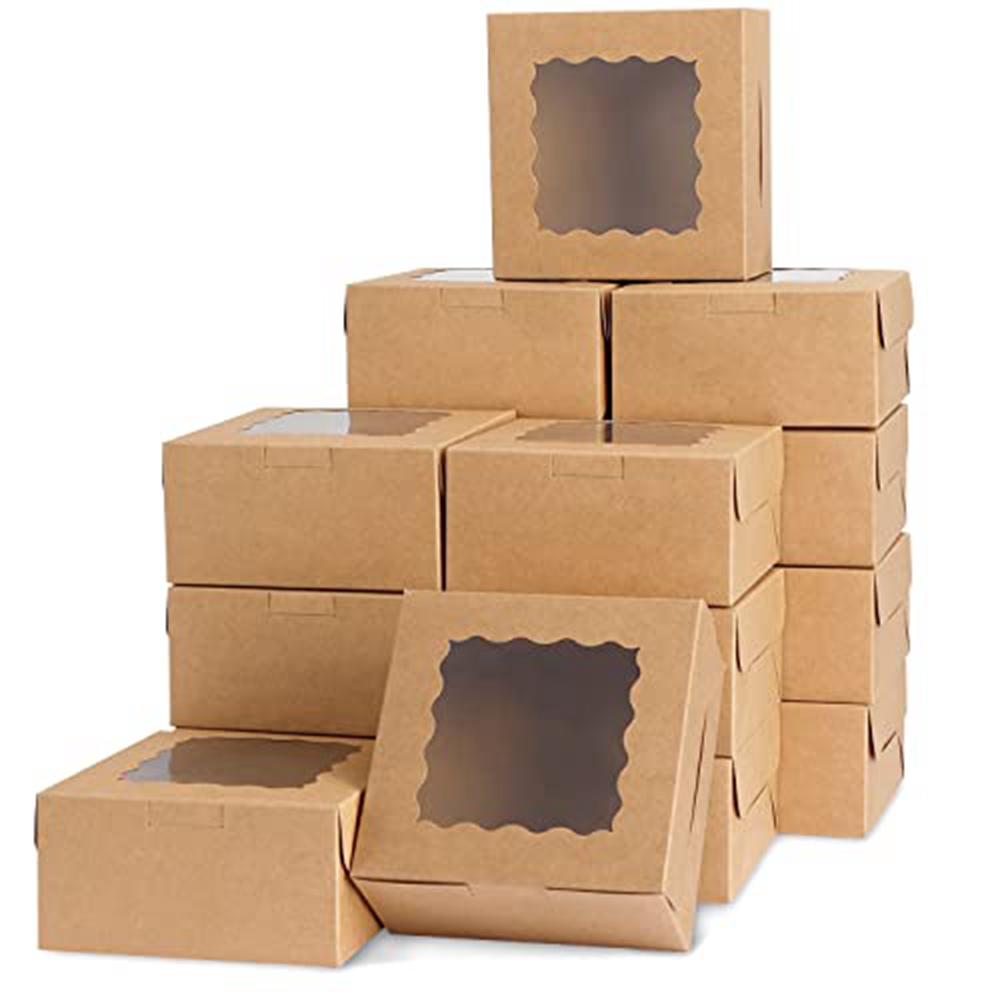 Custom Valentines Cake Takeout Food Pastry Macarone Bento Kraft Paper Box with Window