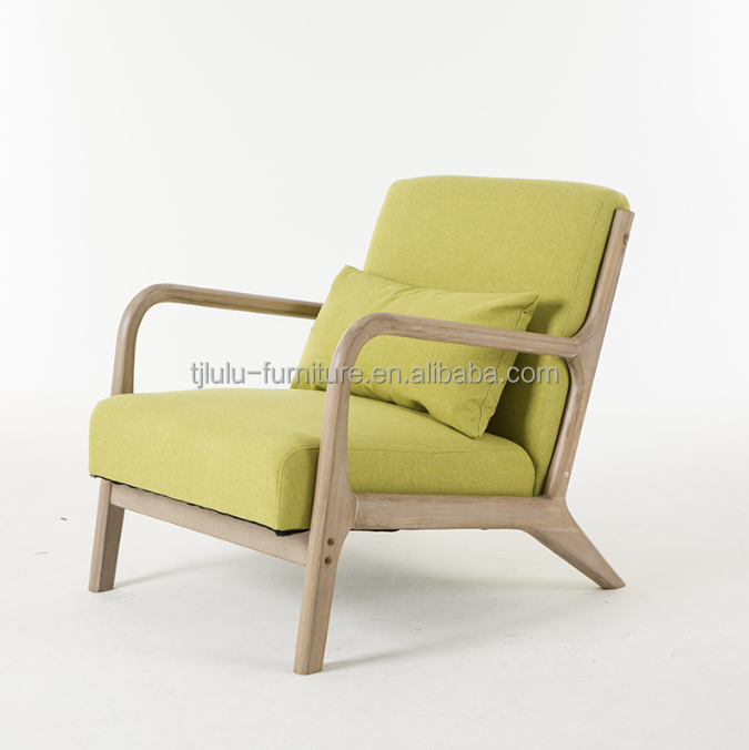 Modern Nordic Living Room Couch with Upholstered Armrest and Solid Wooden Construction
