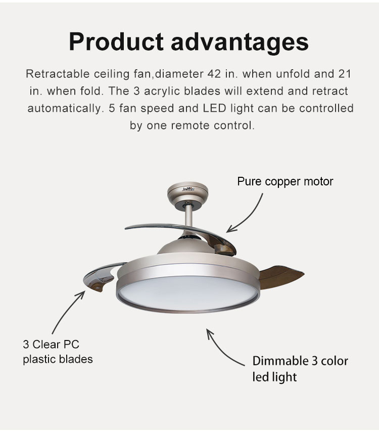 1stshine Hidden Blades Ceiling Fan Energy Saving for Home Hotel Office Environments
