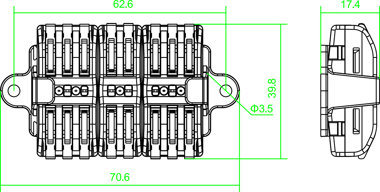 Fast Wire Cable Connectors 11AWG Push In Terminal Block 32A 400V