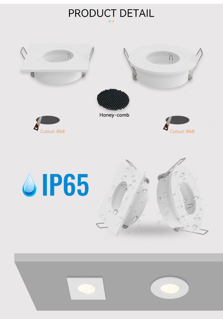 Plastic Ocean Bound Downlight Enclosure IP65 Waterproof MR16 Downlight Housing