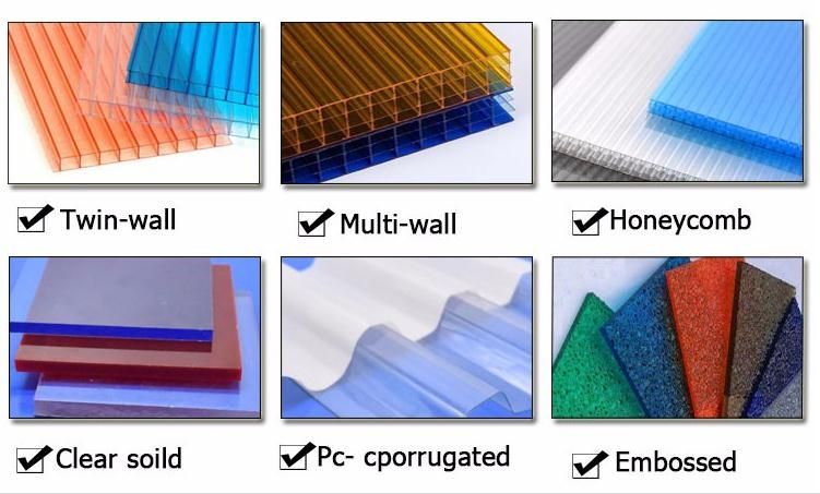 High Glossy Rain Protection Plastic Hollow Polycarbonate Sheets