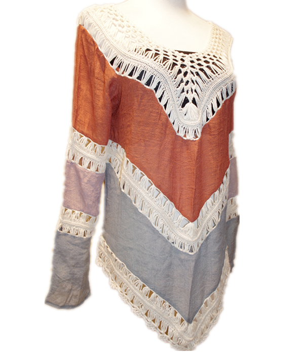 Brazilian Blouse Women Hollow Out Loose Beach Crochet Bikini Blouses Long Sleeve Maxi Shi