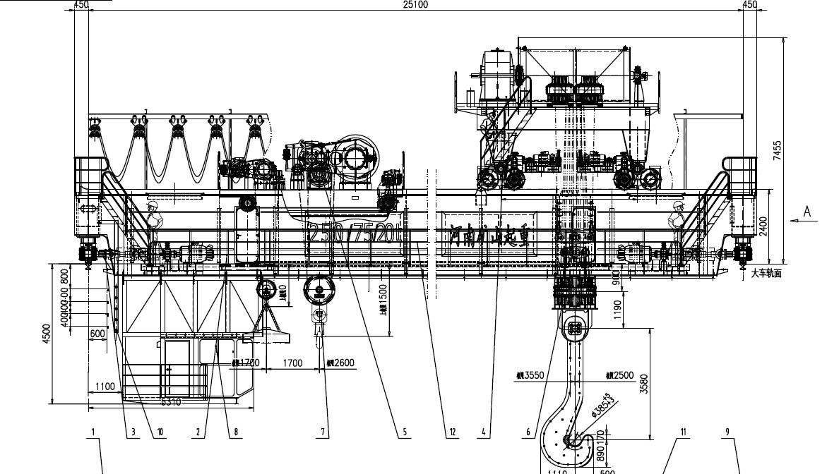 Heavy Duty Overhead Electric Crane With Four Girder