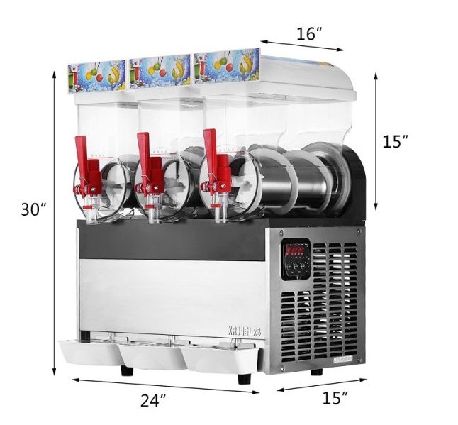 300W Stainless Steel Ice Slush Machine / 15L×3 Smoothie Slush Machine For Supermarket