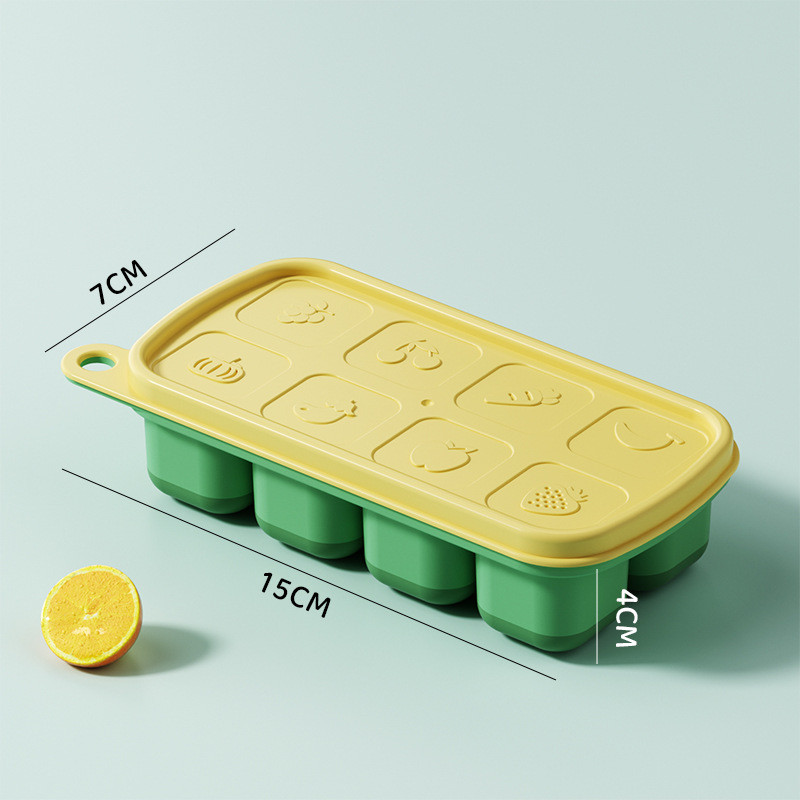 Ice Cube Tray With Lid And Bin, 4 Pack Silicone Plastic Ice Cubes Trays For Freezer With Box/Container, Stackable With Storage Iced Bucket Kits, Scoop