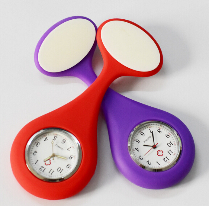 Sky Blue Silicone Gel Nurses Fob Watch With Japan PC21S Movement