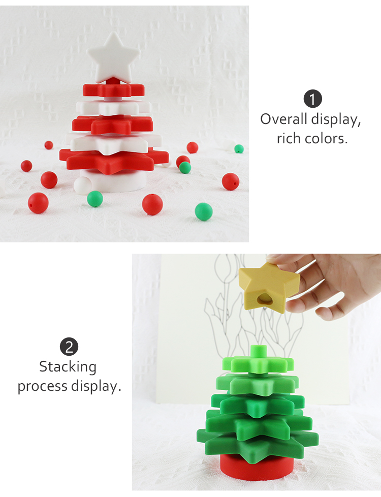 Babe Soft Silicone Stacking Rings Blocks With Christmas Tree Shape