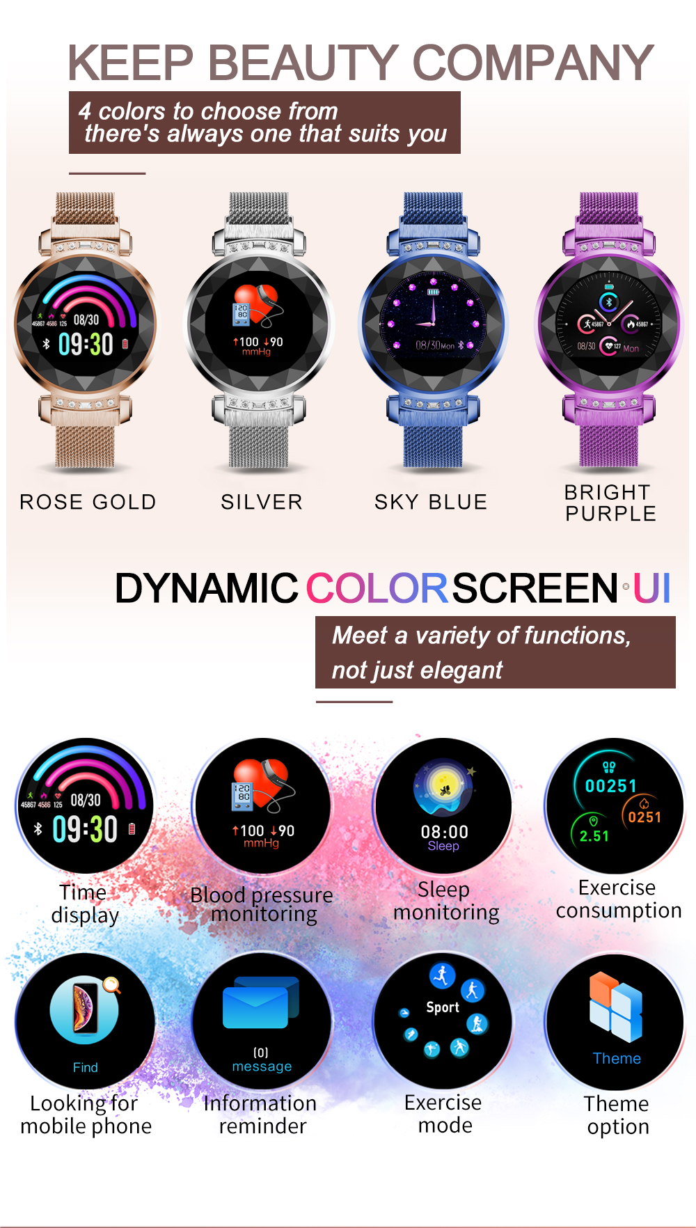 Color Screen IP67 IPS Display Sport Fitness Watch