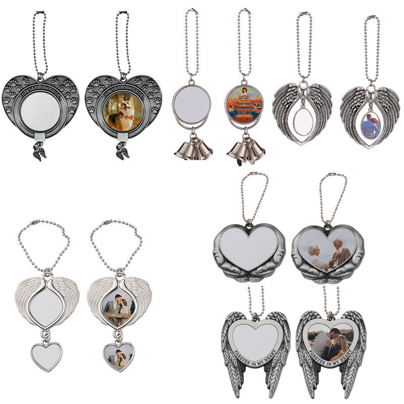 Double Sided Printing Metal Sublimation Car Pendant Car Accessories Love Memorial Pendant