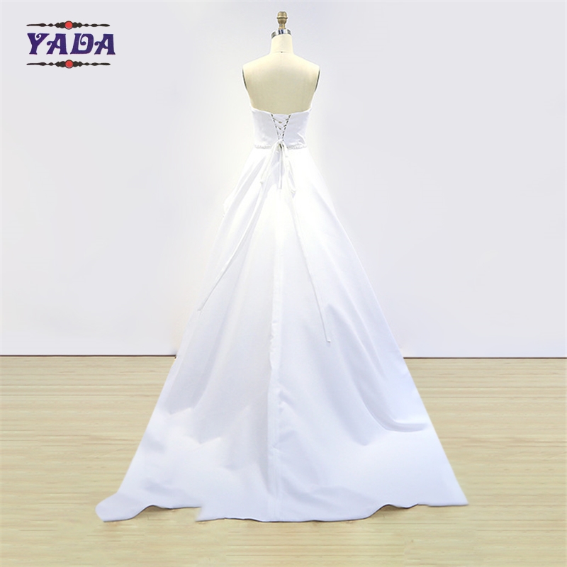 Elegant vintage handmade appliqued korean style dress strapless dresses latest bridal wedding gowns