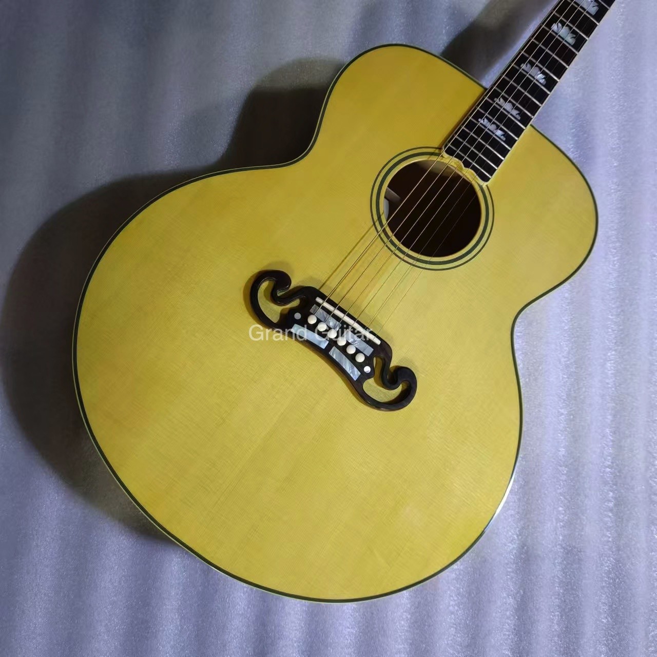 Custom Solid 43 Inch Jumbo Parlor Acoustic Guitar Flamed Maple Back Side Ebony Bridge