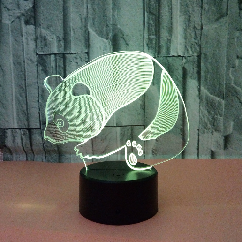 New hot selling LED Panda 3D night lights Colorful touch visual stereo lights Illusion gift table lamp