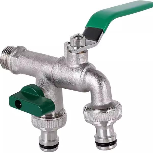 Garden Hose Faucet Water Tap Brass Ball Valve Outdoor Yard Bibcock Double