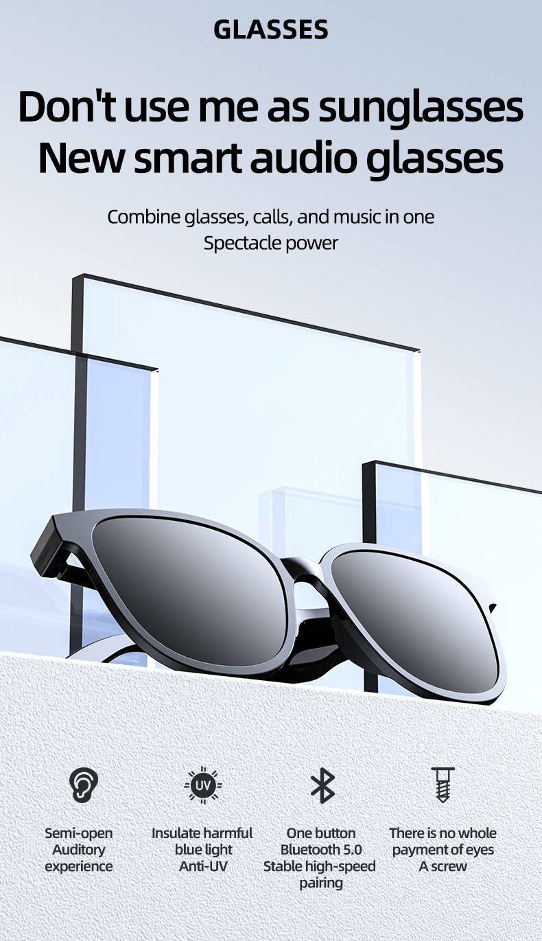 Handsfree smart sunglasses built in double speakers touch control for outside sport