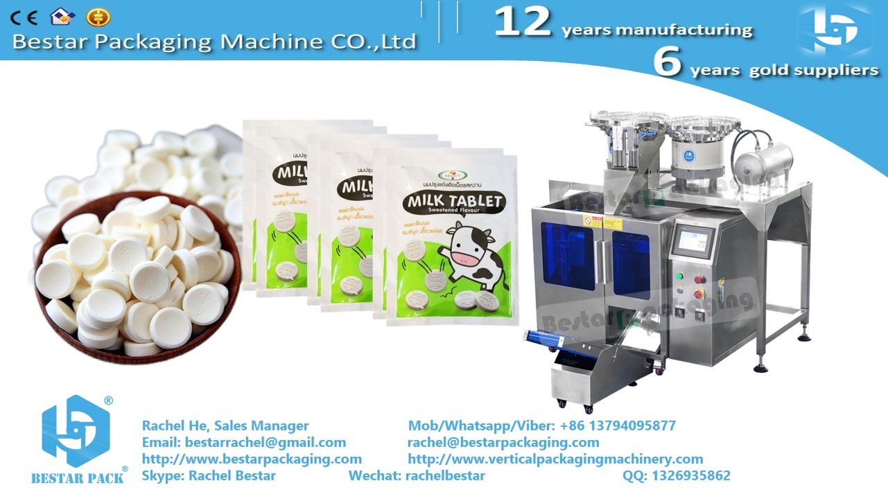 Pills tablets automatic counting packaging machine making round corner bags with V shape easy tear