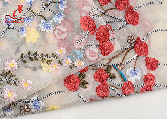 Guipure Multi - Color Embroidered Lace Fabric 130CM Width For Apparel